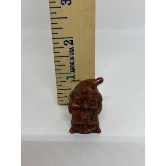 Carved Red Jasper Gnome Figurine 1" Miniature Santa Christmas Shelf Decor Brown - Picture 5 of 5